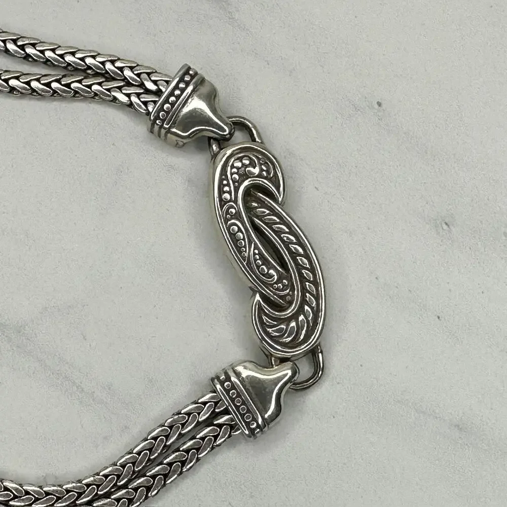 Brighton Silver Tone Braided Chain Belt Heart Charm Medium (M) ✨